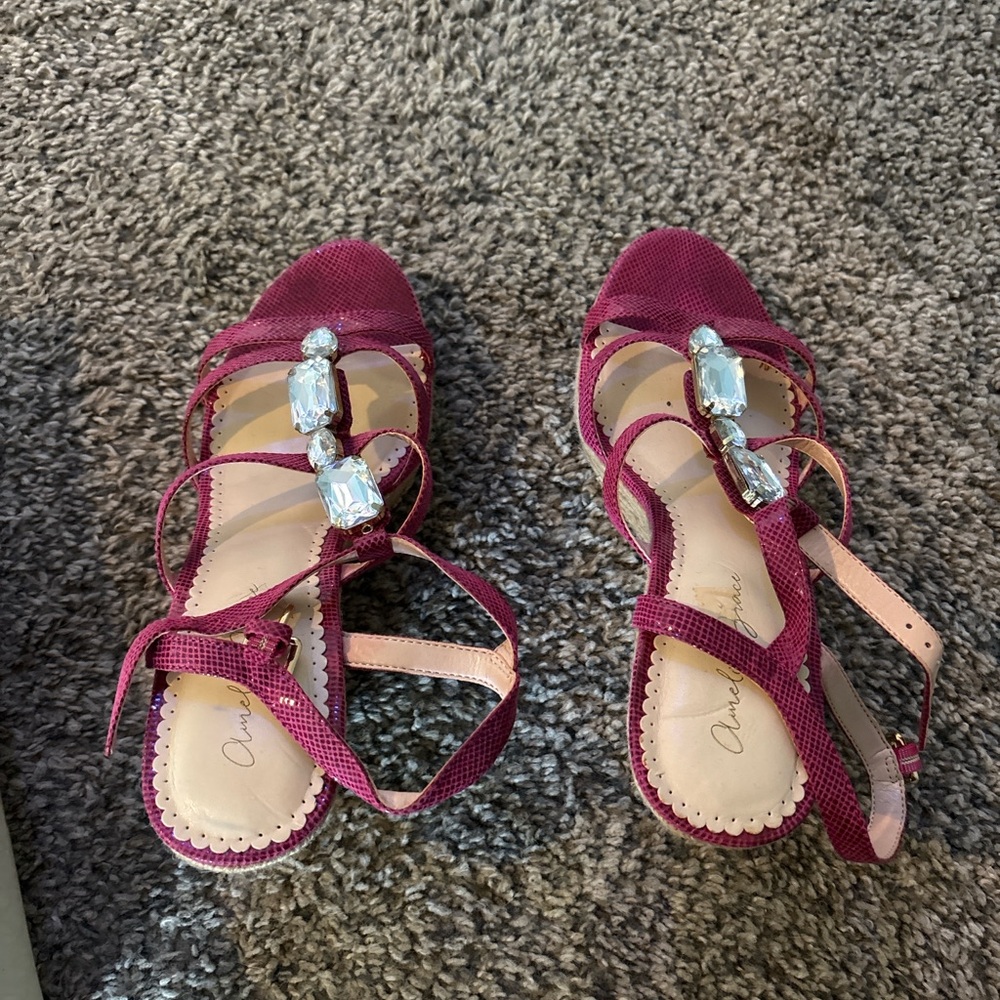 Red Strappy Heels with Adjustable Buckle